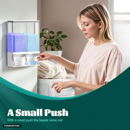 52.5 OZ Laundry Detergent Dispenser/Wall-Mounted Scent Booster Beads Dispenser for Laundry Room Storage, Suitable for Softener Beads/Sea Salt/Rice Dispenser/Sprinkles/Solid Grain Organize - size: 52.5 oz
