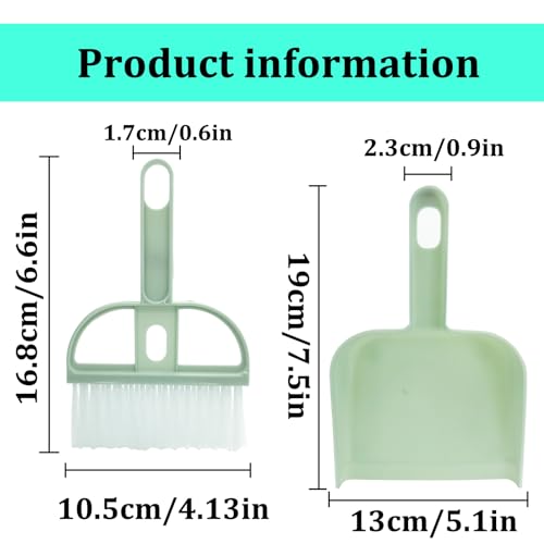 Mini Dustpan and Brush Set, Portable Exquisite Pet Waste Cleaning Kit, Hamster Sand Scooper Cage Cleaning Tool for Small Pets Guinea Pigs Hedgehogs Hamsters Chinchillas Rabbits (Green) - color: green