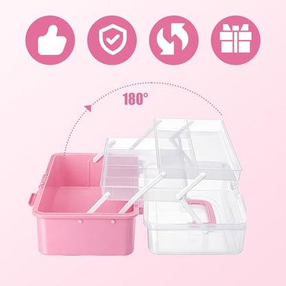 Mifoci Pink IVF Medication Organizer Gift Caddy 3-Layer Plastic Dividing Storage Box with Spacers IVF Meds Must Haves Organize Supplies Womens Home Utility Box - color: Pink