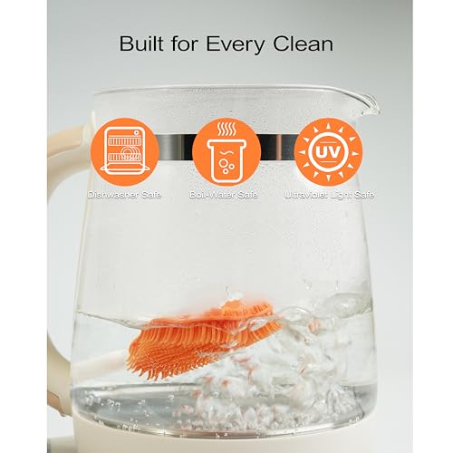 Baby Travel Bottle Brush Set, Baby Bottle Cleaning Kit, Baby Bottle Cleaner Brush Set, 7 in 1, Orange
