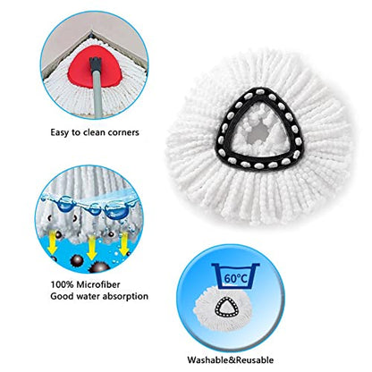2 Pack Spin Mop Replacement Head Compatible with O Cedar EasyWring Spinning Mop Microfiber Mop Refills White Floor