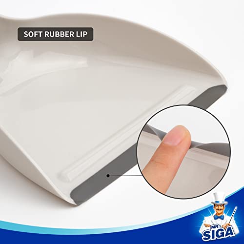 MR.SIGA Mini Dustpan and Brush Set, Portable Cleaning Brush and Dustpan Combo with Bamboo Handle, 1 Set - color: White
