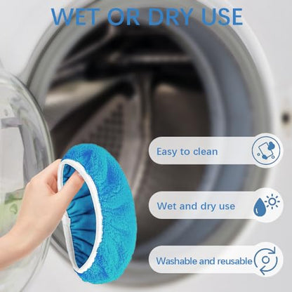 Microfiber Mop Pads - 5 Pack Reusable Washable Refills for Wet & Dry Floor Cleaning - Fits Most Standard Mops - Lake Blue Household Cleaning Pads