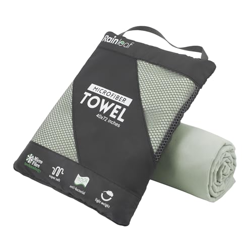 Rainleaf Microfiber Towel Perfect Travel & Gym & Camping Towel. Quick Dry - Super Absorbent - Ultra Compact - Lightweight. Suitable for Trip, Beach, Shower, Backpacking, Pool - color: Bean Green, size: 24.00" x 12.00"