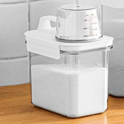 1100ml Capacity Transparent Plastic Liquid Laundry Dispenser Sealed Design Removable Lid Detergent Fabric Softener Storage Container