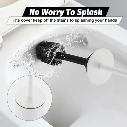 BGL Toilet Brush with Holder Set White Aluminium Standing for Bathroom Toilet Bowl Cleaner Brush and Holder Set, Round Design - color: White-standing