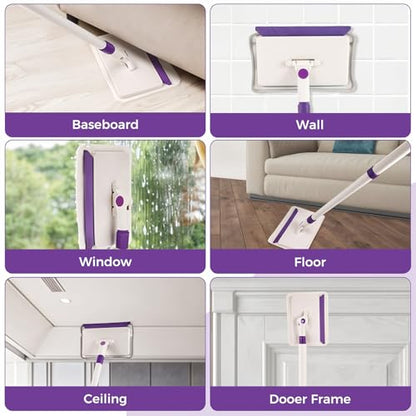 4 Mop Pads Refill for wlich Baseboard Cleaner(2 Chenille Pads+2 Microfiber Pads),Baseboard Cleaner Pad Refills for Ceiling, Wall, Floor and Baseboard Cleaning
