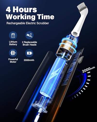 Electric Cleaning Brush Grout Brush: Rechargeable Crevice Cleaning Brushes Set Scrub Brush for Shower Cleaner Tile Floor Electric Scrubber Power Cleaning Tools for Home Kitchen Window Bathroom Tub
