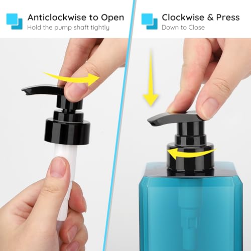Segbeauty 33.8oz Blue Large Soap Dispenser Bathroom Kitchen, 2pcs Refillable Plastic Pump Bottle for Shampoo and Conditioner, 1000ml Empty Lotion Soap Dispenser with Pump, Large Liquid Container Set - color: Blue, style: 2pcs