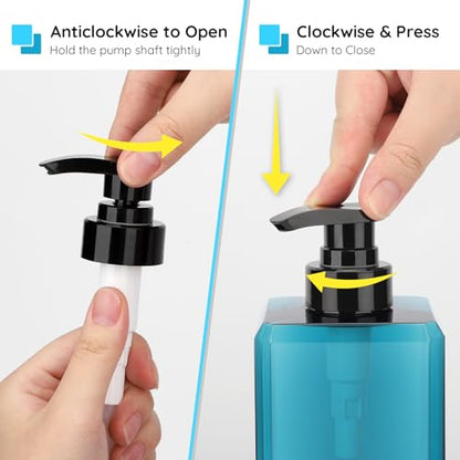 Segbeauty 33.8oz Blue Large Soap Dispenser Bathroom Kitchen, 2pcs Refillable Plastic Pump Bottle for Shampoo and Conditioner, 1000ml Empty Lotion Soap Dispenser with Pump, Large Liquid Container Set - color: Blue, style: 2pcs