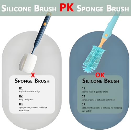 Baby Bottle Brush Set 3-in-1, Silicone Brush with Wall Mount Holder, 11" Long Handle + Nipple Brush + Straw Cleaner for Cups & Straws – BPA Free (Green) - color: Green