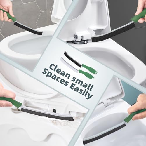 TQRR Toilet Brush, 2 Pcs Bathroom Cleaning Brush, Toilet Scrubber, Deep Toilet Bowl Brush with Hanging Hole, Multifunctional Gap Cleaning Brush, Bristles for Kitchen Sinks, Tub,Shower (2, Green) - color: Green