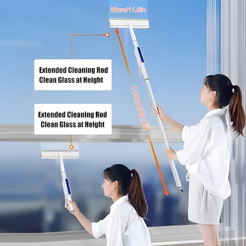Atlodas Squeegee for Window Cleaning with Spray, Squeegee Window Cleaning Kit with Sprayer, 46-inch Extension Pole, Dual Side Mist Retractable Window Removable Glass Cleaning Mop (1 pcs) - color: 1 Pcs