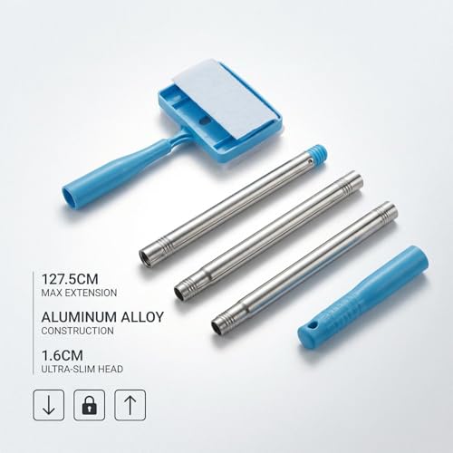 Lightweight Home Cleaning Brush Extra-Long Telescopic Adjustable Rod for Flooring Carpet Clean Household Cleaning Mop (1 Mop with 2 Sponge) - color: 1 Mop With 2 Sponge