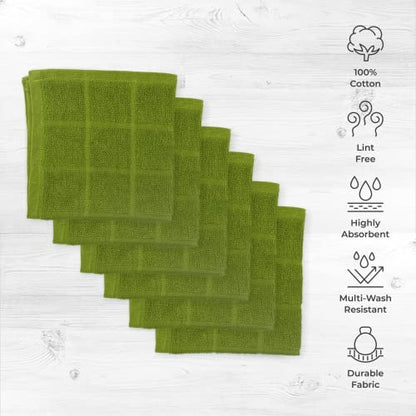 100% Cotton Terry Dish Cloth & Dish Towel, 6 Pack, Super Soft and Absorbent Kitchen Towels, Perfect for Kitchen Cleaning and Dish Washing (Green 6 Pack) - color: Green 6 Pack