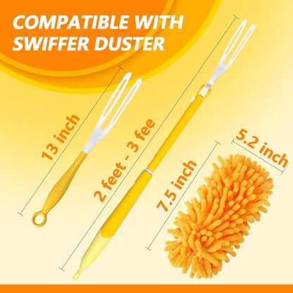 Reusable Duster Refill Compatible with Swiffer Duster Kit - Pet Heavy Duty Duster Refills Fit for Swiffer Extended Handle Duster - Microfiber 360 Duster Refills for Dusting Cleaning, 4 Pack - color: 4 Pack(orange)