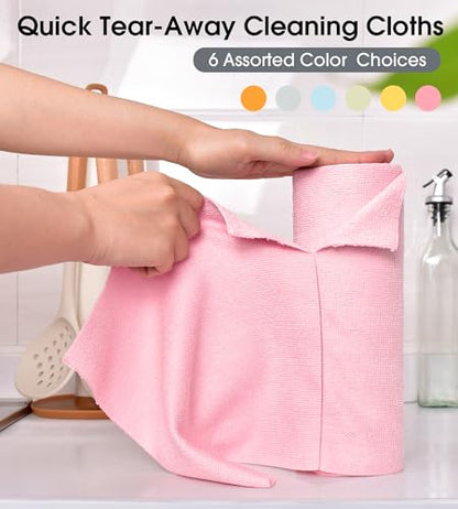 KitchLife Microfiber Cleaning Cloth Roll - Tear-Away Reusable Microfiber Paper Towels, Lint-Free, Washable, 20 Sheets for Kitchen, Car, Dishes, and Sensitive Surfaces (Pink) - color: Pink