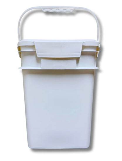 House Naturals 4 Gallon Square Food Grade Bucket Pail with Plastic Handles and Lid (Pack of 3) Made in USA containers (White) - color: White