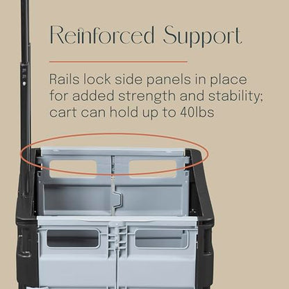 Mobile Folding Utility Cart with Canvas Storage Organizer Bag, Rolling Cart, Dark Grey/Grey - color: Dark Grey/Grey
