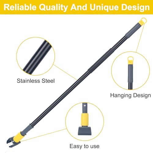 KeFanta Metal Mop Handle Commercial Heavy Duty,58" Industrial Mop Stick with Jaw Clamp,Wet Gripper Mops Head Replacement Holder for Floor Cleaning(6 Pack) - color: Black 6 pack