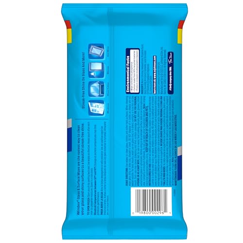 Windex Wipes Glass Cleaning, Pre-Moistened Glass and Surface Wipes to Clean Home Surfaces, Household Essentials, Original Scent, 38 Count (Pack of 1) - size: 38 Count (Pack of 1)