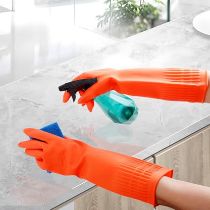 3 Pairs Rubber Dishwashing Gloves,Rubber Cleaning Gloves, Reusable Kitchen Glove for Household,Waterproof - size: Medium