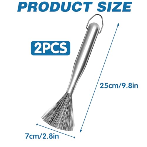 2Pcs 304 Stainless Steel Pot Brushes, Stainless Steel Scrubber Tools Metal Cleaning Products Easy to Clean Suitable for Removing Kitchen Stains Gifts for Mom - color: 2pcs