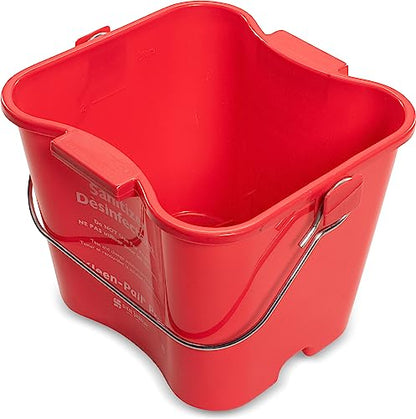 San Jamar Kleen-Pail Pro Sanitizer Pail Cleaning Bucket with Bail Handle for Cleaning, Kitchens, Restaurants, And Janitorial Use, Plastic, 3 Quarts, Red - size: 3 Quarts