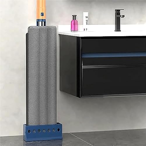 Large Flat Mop - 360° Rotating Mop with Dewatering Scraper, Djustable Stainless Steel Long Handle with 2 Microfiber Pads 12027(54" Blue,+4 Pads) - color: 54" Blue, size: +4 Pads