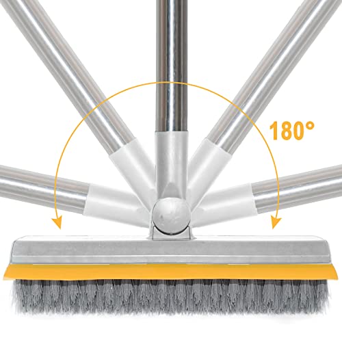 Floor Scrub Brush 55.9" Telescopic Handle 2 in 1 Scrape Brush Stiff Bristle Shower Scrubber for Cleaning Patio Bathroom Garage Kitchen Wall Deck Tub Tile