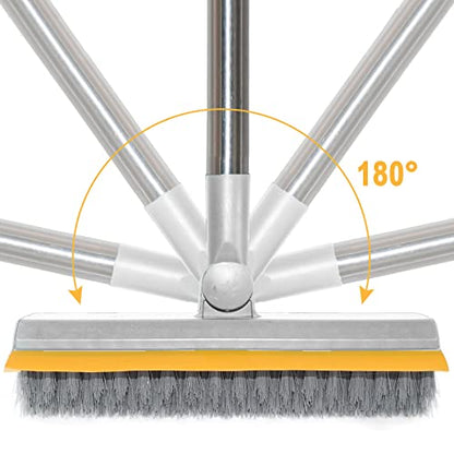 Floor Scrub Brush 55.9" Telescopic Handle 2 in 1 Scrape Brush Stiff Bristle Shower Scrubber for Cleaning Patio Bathroom Garage Kitchen Wall Deck Tub Tile