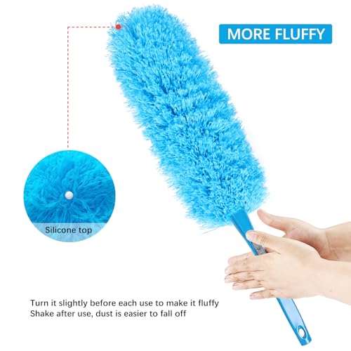 Rainbow Static Duster 24inch Reusable Microfiber Electrostatic Dusters with 2 Beandable and Washable Duster Head for Cleaning Home, Office, Car - size: 24inch-3pcs