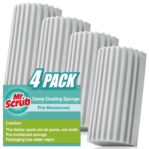 4 Pack Damp Dusting Sponge Duster, Grey Dust Cleaning Sponge, Reusable Household Cleaning Sponge Tool for Blinds, floorboards, Fan Blades, Vents, Glass, Railings, Mirrors - color: Gray, size: 4 Pack