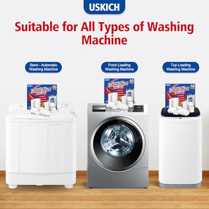 USKICH 40 Pack Washing Machine Cleaner Tablets,Deep Cleaning Descaler For HE Front Loader & Top Load Washer,Washer Machine Cleaning Tablets Clean Inside Drum and Laundry Tub Seal,Septic Safe - style: Cleaners-40P
