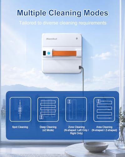 Mamibot W120-DP Window Cleaning Robot, 3200Pa Strong Suction, 10 Cleaning Modes, 4-Spray Water Jet, Smart Edge Detection, App & Remote Control – Ideal for High-Rise Glass, Mirrors & Tiles (Blue) - color: Blue