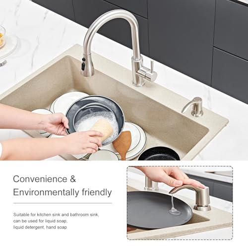 GAGALIFE Kitchen Sink Soap Dispenser - Sink Soap Dispenser Pump with 40" Silicone Soap Dispenser Extension Tube (Brushed Nickel), Say Goodbye to Frequent Refills G080-1BN - color: Brushed Nickel, size: with Hose