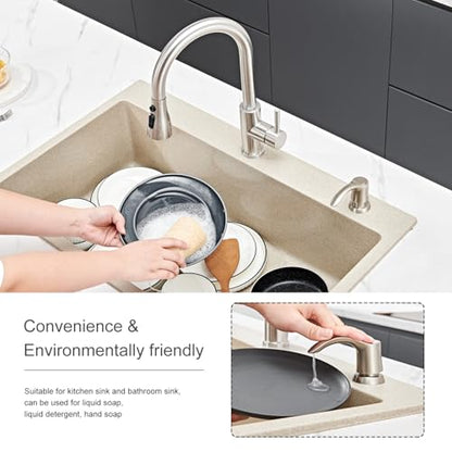 GAGALIFE Kitchen Sink Soap Dispenser - Sink Soap Dispenser Pump with 40" Silicone Soap Dispenser Extension Tube (Brushed Nickel), Say Goodbye to Frequent Refills G080-1BN - color: Brushed Nickel, size: with Hose