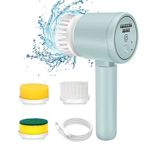 Electric Spin Scrubber, 3-in-1 Cordless Rechargeable Shower Scrubber with 3 Replaceable Cleaning Brush Heads for Bathroom/Kitchen/Floor/Tile