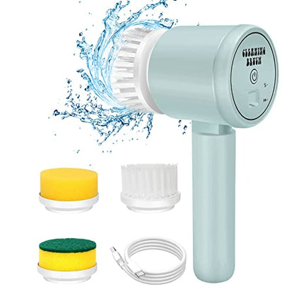 Electric Spin Scrubber, 3-in-1 Cordless Rechargeable Shower Scrubber with 3 Replaceable Cleaning Brush Heads for Bathroom/Kitchen/Floor/Tile