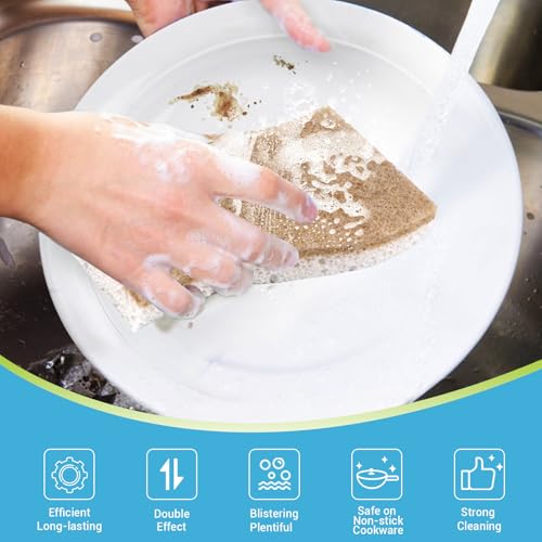 AIDEA XL Scrub Sponges Non-Scratch, 24Count, Large Natural Sponge for Non Stick Cookware, Sponges Kitchen, Cellulose Cleaning Sponge for Dishes, Kitchen, Bathroom, Household - color: Brown-extra Large