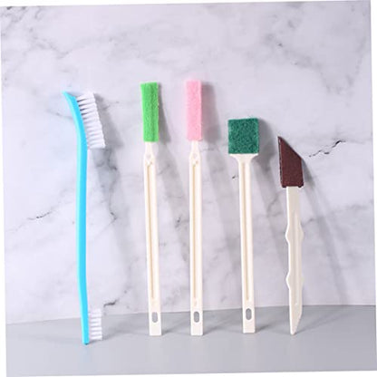 minkissy Disposable Crevice Cleaning Brush Set 7Pcs Small Cleaning Tool for Bathroom Shower Head Toilet Rim with Long Handle
