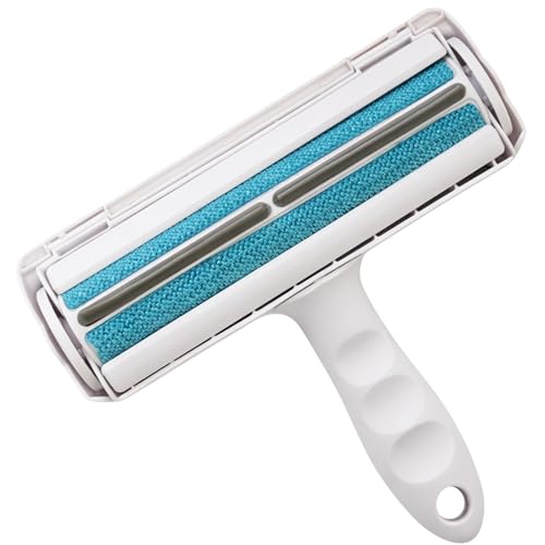 Reusable Pet Hair Remover Roller - Dog and Cat Hair on Couch, Bedding, Car, Rugs & Furniture - Portable and Eco-Friendly (White/Blue) - color: White/Blue