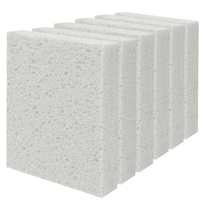 Cellulose Sponges, Large Size 4" x 6" x 1" - Heavy Duty Scrub Kitchen Sponge, Clean Tough Messes Without Scratching Kitchen Cleaning Pads, Pop Up Eco DIY (6 Pack), White - color: White