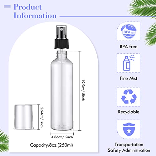 Eccliy 32 Pcs 8 oz Spray Bottles Fine Mist Cleaning Bottles Clear Empty Plastic Travel Sprayer Refillable Sprayer with Cap for Cleaning Solutions Oils Travel Perfumes(Mix,Clear) - color: Mix, style: Clear