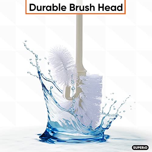 Superio Toilet Brush and Holder Toilet Scrubber Bowl Cleaner Brushes Wand, Toilets Brush with Holder Caddy, Bathroom Cleaning Brush, Bowl Brush Set - color: Beige