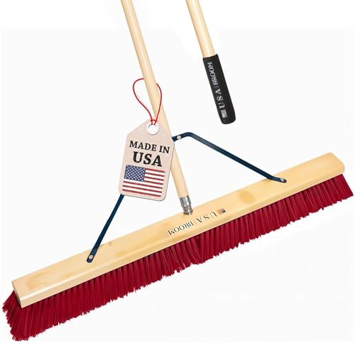 36" Soft/Fine Sweep Indoor Push Broom with 60" Handle. Ideal for Epoxy & Polished Floors. Durable American Made Steel Brackets-All Stainless Steel Hardware. No Plastic. 100% USA Made - color: Style Soft Sweep, size: 1 Pack
