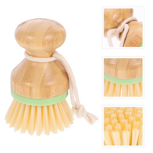 HOMSFOU Handle Dish Washing Scrubber Brush Green Palm Scrub Brush for Kitchen Dishes Vegetables and Stubborn Stains Cleaning