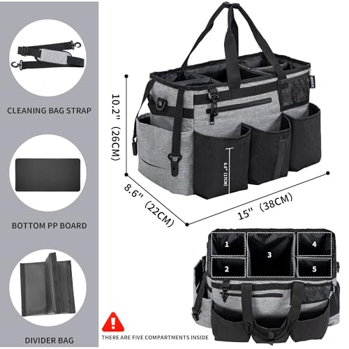 IBVIVIC Wearable Cleaning Caddy Bag for Cleaning Supplies,Large Capacity Cleaning Organizer Grey - color: Grey