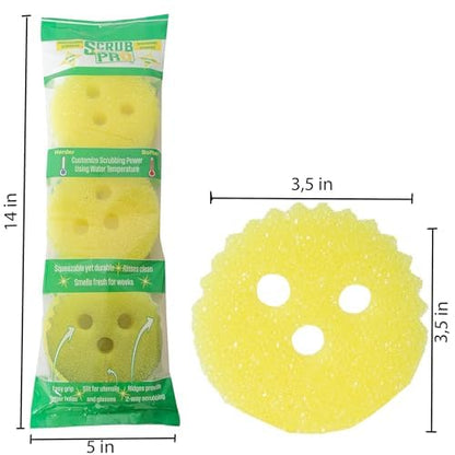 Scrub Pro Cleaning Sponge - 3 Pack Non-Scratch Kitchen & Bathroom Sponges with Dual-Sided Design and Sideways Slit for Utensils, Ideal for Dishes, Sink, Shower, Countertops, and Household Cleaning