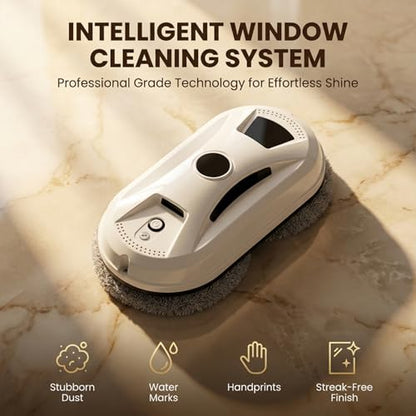 SakerPlus Automatic Smart Window Cleaning Robot, Glass Cleaner with Dual Rotating Pads, Smart Path Navigation, Remote Control, Backup Power Up to 20 Min, for Windows, Mirrors & Tiles